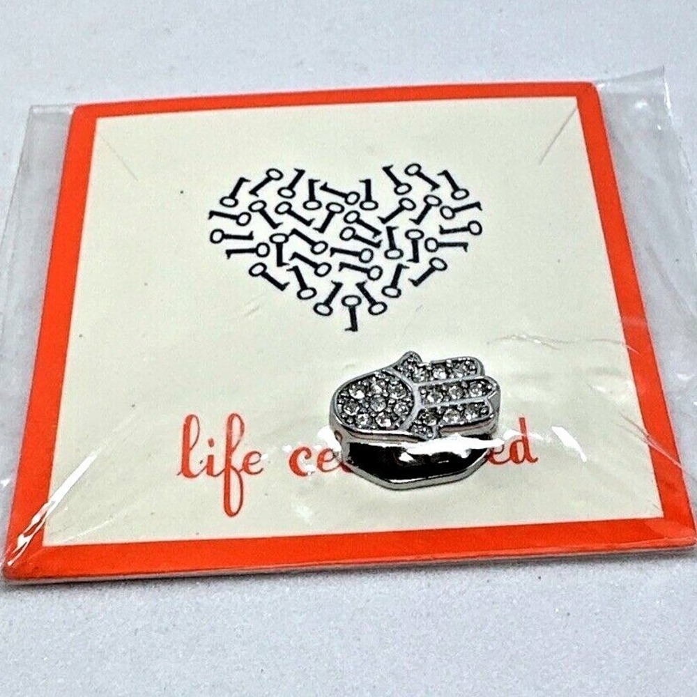 Life Charms Hamsa Hand‎ Charm Silver Rhinestone European Style Bead - Picture 3 of 5